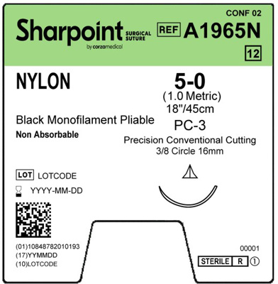 Pliable Nylon 5-0 Black 1x18" PC-3