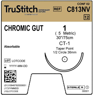 Chromic Gut 1 Brown 30", CT-1 Taper Point 36mm 1/2C