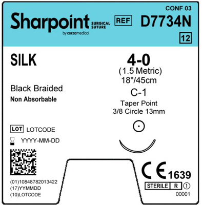 Silk 4-0 Black 1x18" C-1 Taper Point 3/8c 13mm