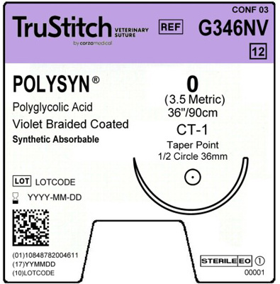PolySyn 0 Violet 36", CT-1 Taper Point 36mm 1/2C