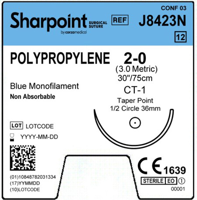 Polypropylene 2-0 Blue 1x30" CT-1