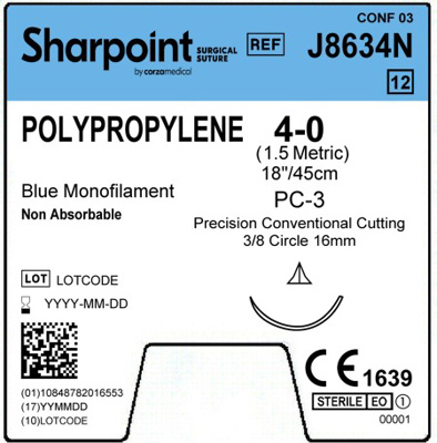 Polypropylene 4-0 Blue 1x18" PC-3
