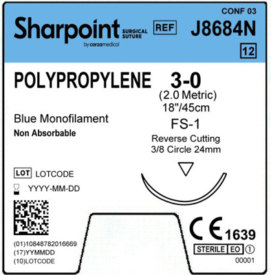 Polypropylene 3-0 Blue 1x18" FS-1