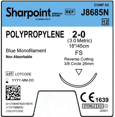 Polypropylene 2-0 Blue 1x18" FS