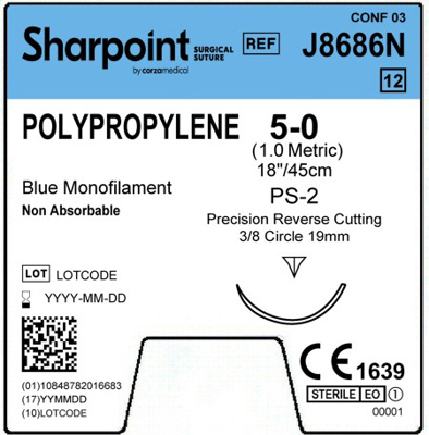 Polypropylene 5-0 Blue 1x18" PS-2
