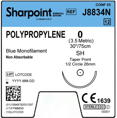 Polypropylene 0 Blue 1x30" SH
