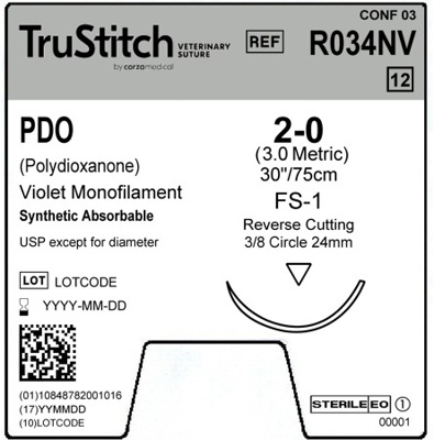 PDO 2-0 Violet 30", FS-1 Reverse Cutting 24mm 3/8C