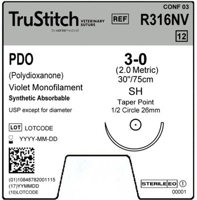 PDO 3-0 Violet 30" SH Taper Point 26mm 1/2C