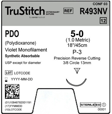 PDO 5-0 Violet 18",P-3 Precision Reverse Cutting 14mm 3/8c