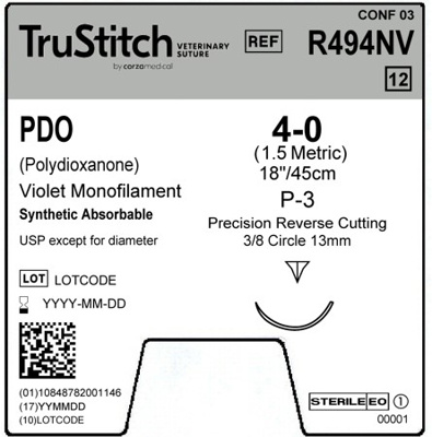 PDO 4-0 Violet 18",P-3 Precision Reverse Cutting 14mm 3/8c