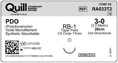 PDO-Adjustable Loop, 3-0 Violet 30cm, RB-1 Taper 18mm 1/2C
