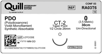 PDO-Adjustable Loop, 0 Violet 30cm, CT-2 Taper 26mm 1/2C