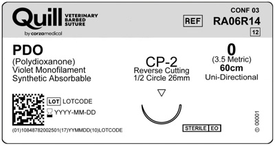 PDO-Adjustable Loop, 0 Violet 60cm, CP-2 Rev Cut 26mm 1/2C