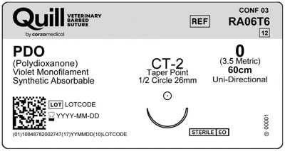 PDO-Adjustable Loop, 0 Violet 60cm, CT-2 Taper 26mm 1/2C