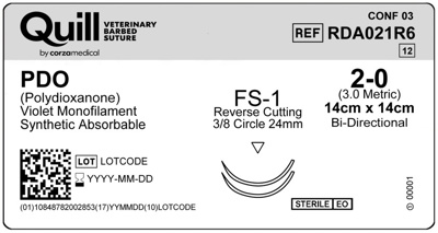 PDO-Bidirectional, 2-0 Violet 14x14 FS-1 Rev Cut 24mm 3/8C