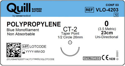 Polypropylene,Blue,0,23cm,Taper Point,CT-2,Uni-Directional