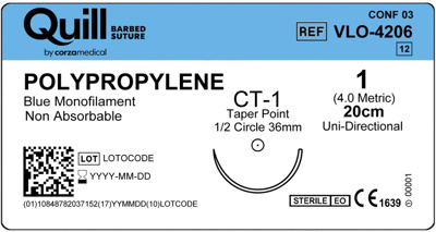 Polypropylene,Blue,1,20cm,Taper Point,CT-1,Uni-Directional