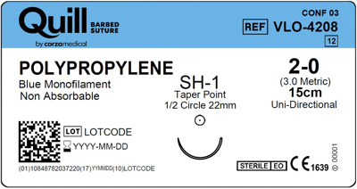 Polypropylene,blue,2-0,15cm,Taper Point SH-1,Uni-Directional