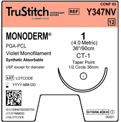 Monoderm 1 Violet 36",CT-1 Taper Point 36mm 1/2C